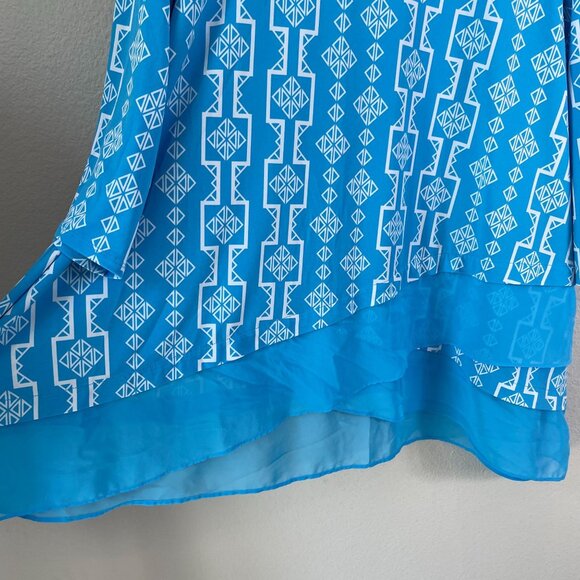 JM Collection Womens Plus 2X Geometric Print Tunic Top Long Sleeve Stretch Shirt - Picture 9 of 10